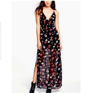 Like Mynded Chateau Silk Floral Maxi Dress Size M